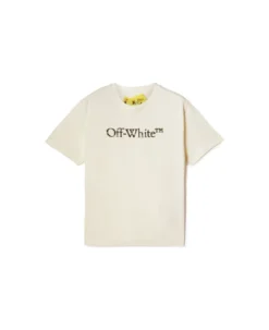 Off-White White Short-sleeved T-shirt With Contrasting 'bookish Bit' Logo In Cotton Boy