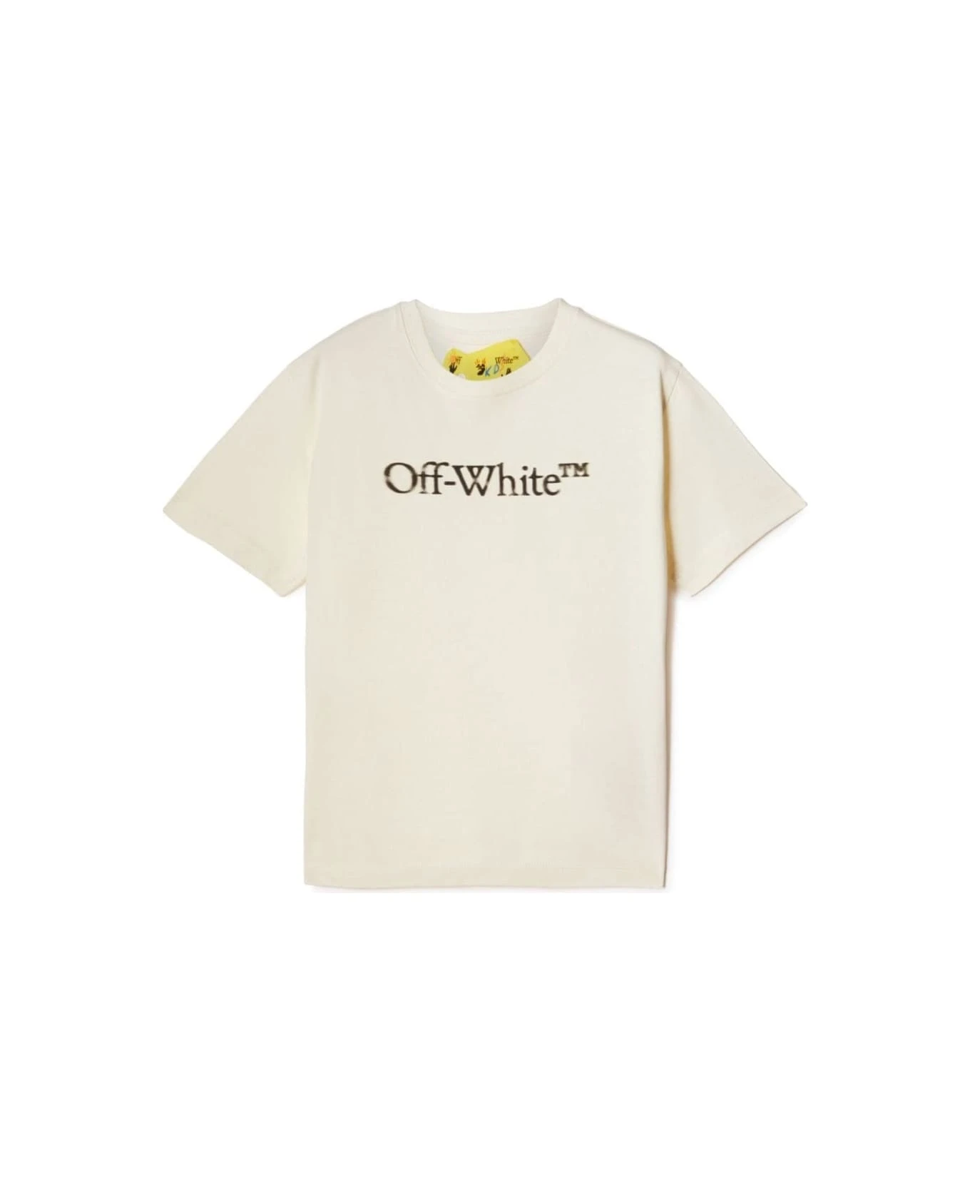 Off-White White Short-sleeved T-shirt With Contrasting 'bookish Bit' Logo In Cotton Boy 1 Off-White White Short-sleeved T-shirt With Contrasting 'bookish Bit' Logo In Cotton Boy
