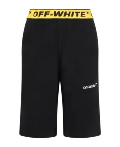 Off-White Black Shorts For Kids With White Logo