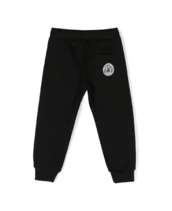 Versace Pantaloni Neri In Felpa Di Cotone Bambino