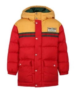 Gucci Red Down Jacket For Boy With Double G