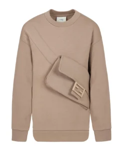 FENDI Beige Sweatshirt With Baguette For Kids