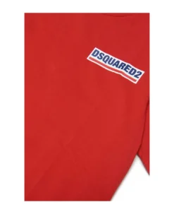 DSQUARED2 D2ut3m Relax Uw T-shirt Dsquared Red Jersey Stretch T-shirt With Logo -Golden Goose Store 42db639401a39b09ffde6f4f07b4f9ac