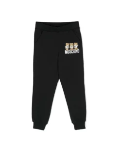 MOSCHINO Black Joggers With Teddy Friends Print