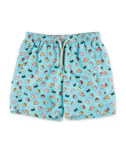 Mc2 Saint Barth Costume Shorts Da Mare Celeste Stampato In Nylon Bambino