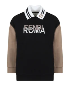 FENDI Black Sweatshirt With Logo For Kids
