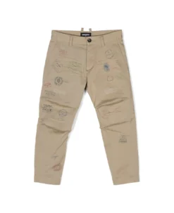 DSQUARED2 Beige Casual Trousers With Prints