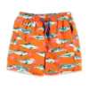 Mc2 Saint Barth Costume Shorts Da Mare Arancione Fluo Stampato In Nylon Reciclato Bambino