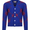 Gucci Blue Cardigan For Boy With Ufo And Gg