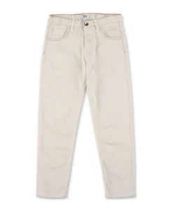 Msgm Pantaloni Bianchi In Gabardine Di Cotone Bambino