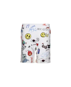 MSGM Shorts With Box Logo And All-over Graphic Symbols