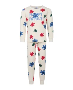 PETIT BATEAU Ivory Pjamas For Kids With Stars