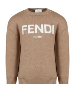 FENDI Camel Sweater With Logo For Kids