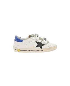 Golden Goose Golde Goose Kids Boy's Old School White Leather Sneakers With Python Star Detail