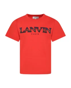 Lanvin Red T-shirt For Kids With Logo