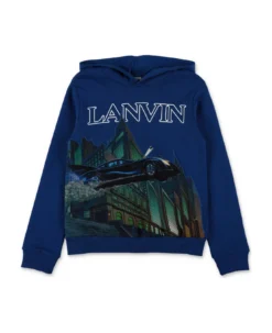Lanvin X Batman Felpa Blu Royale In Cotone Con Cappuccio Bambino