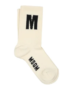 MSGM Ivory Socks For Kids With Logo