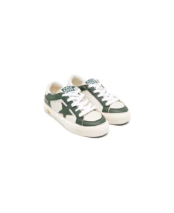 Golden Goose Sneakers Bianche E Verdi In Pelle Bambino