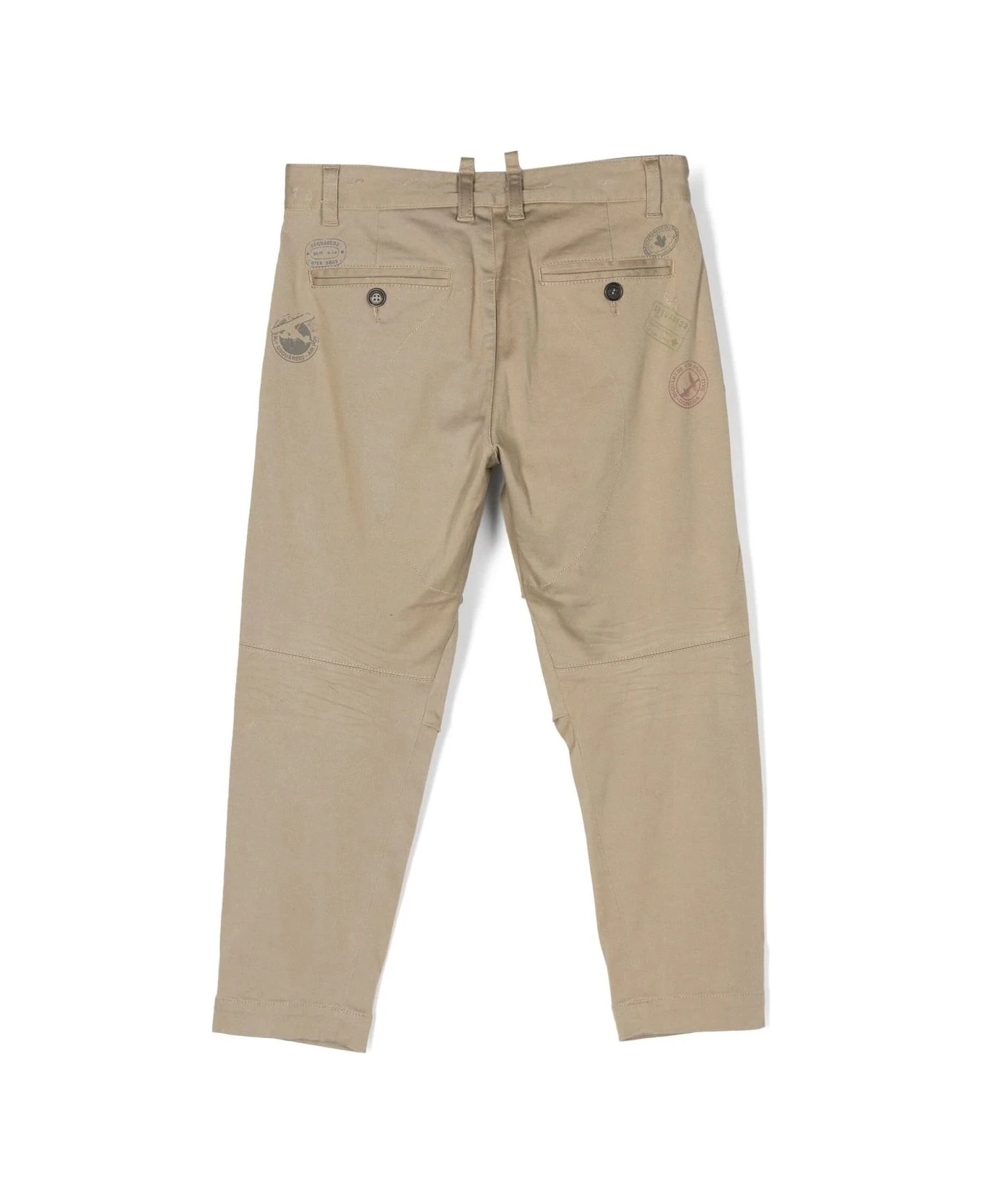 DSQUARED2 Beige Casual Trousers With Prints 2 DSQUARED2 Beige Casual Trousers With Prints - Image 2