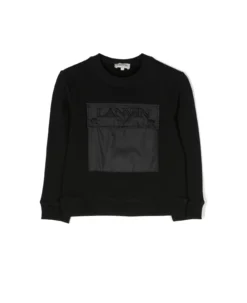 Lanvin Felpa Nera In Cotone Bambino
