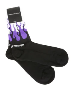 Vision Of Super Black Purple Double Flames Socks