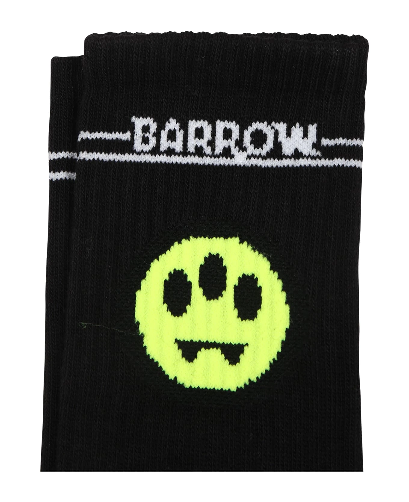 BARROW Black Socks For Kids With Logo And Smiley 2 BARROW Black Socks For Kids With Logo And Smiley - Image 2