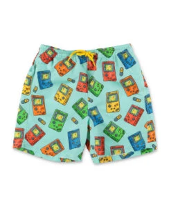 Mc2 Saint Barth Costume Shorts Da Mare Verde Acqua Stampato In Nylon Bambino