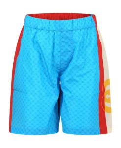 Gucci Multicolor Beach Shorts For Boy With All-over Logo Gg