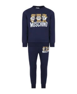 MOSCHINO Blue Suit For Boy With Teddy Bears And Logo