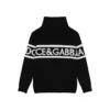 Dolce & Gabbana Pullover Nero Tema Dna In Maglia Di Lana Vergine Bambino
