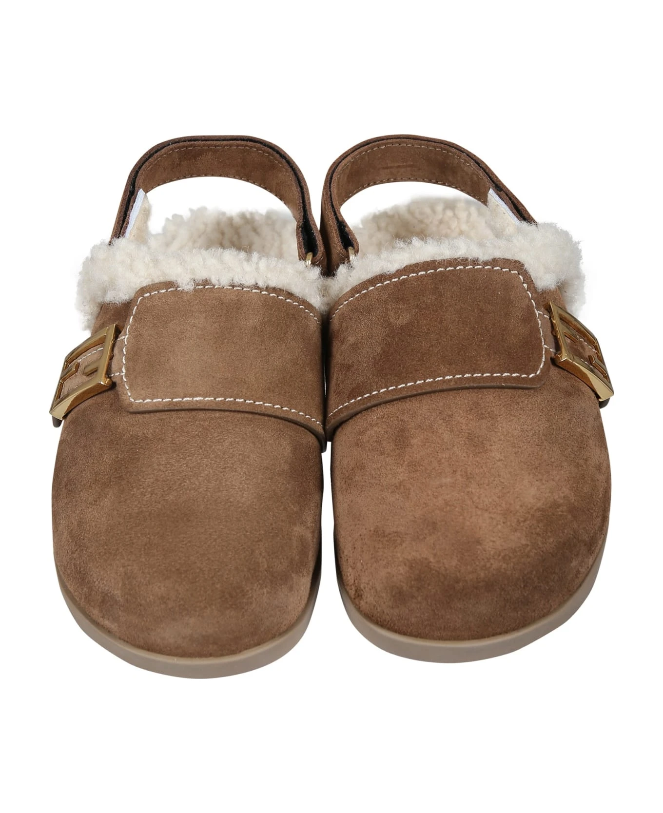FENDI Brown Mules For Girl With Double F 2 FENDI Brown Mules For Girl With Double F - Image 2