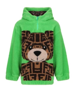 FENDI Green Sweatshirt For Kids With Bear