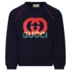 Gucci Blue Sweatshirt For Children With Logo Print