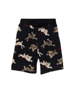 Kenzo Kids Black Swimsuit With Graphoc And Logo Print In Cotton Boy
