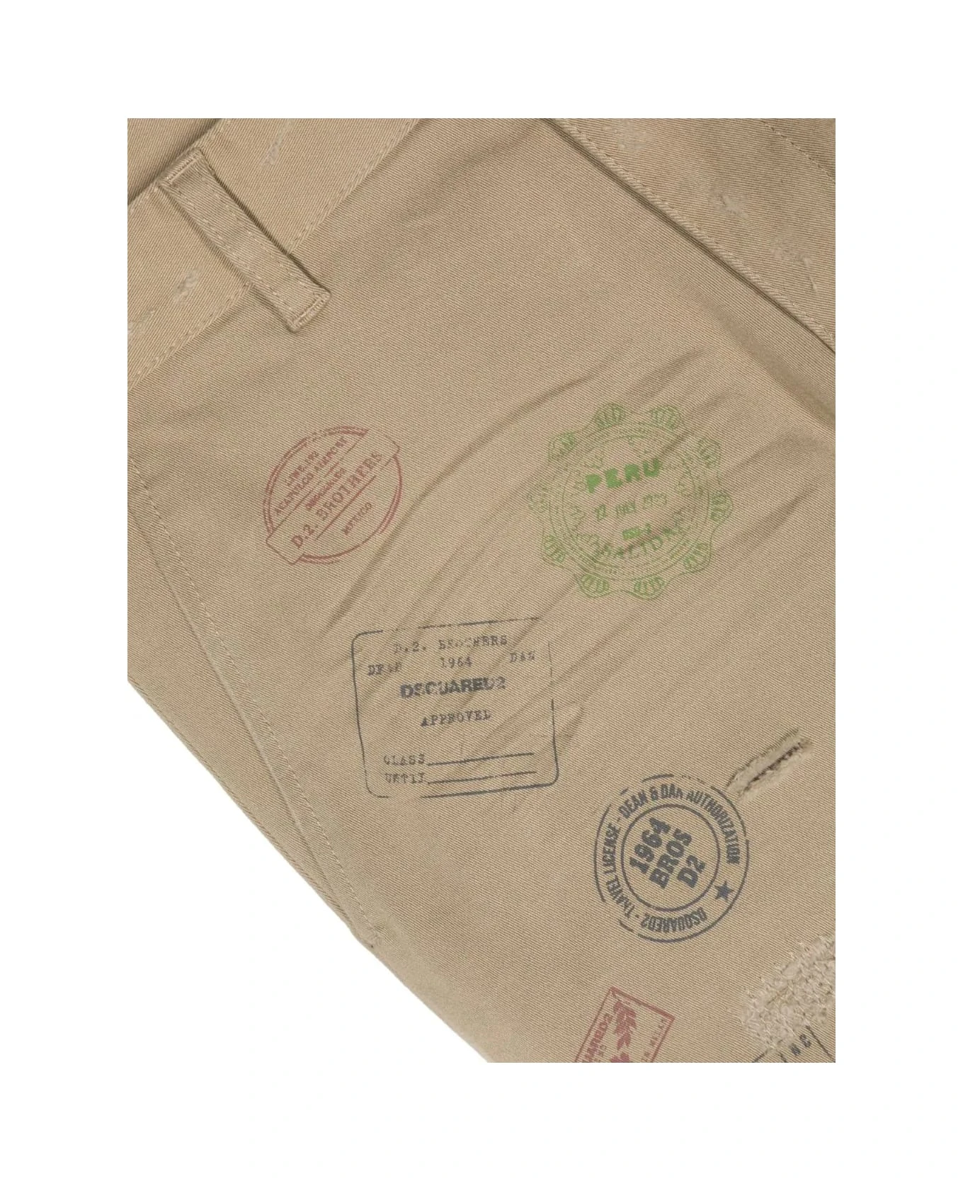 DSQUARED2 Beige Casual Trousers With Prints 3 DSQUARED2 Beige Casual Trousers With Prints - Image 3