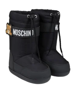 MOSCHINO Balck Boots For Girl With Teddy Bear And Logo -Golden Goose Store ed968a961d7640ae3c1f3a5985378d87