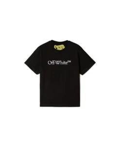Off-White Black Short-sleeved T-shirt With Contrasting 'bookish Bit' Logo In Cotton Boy